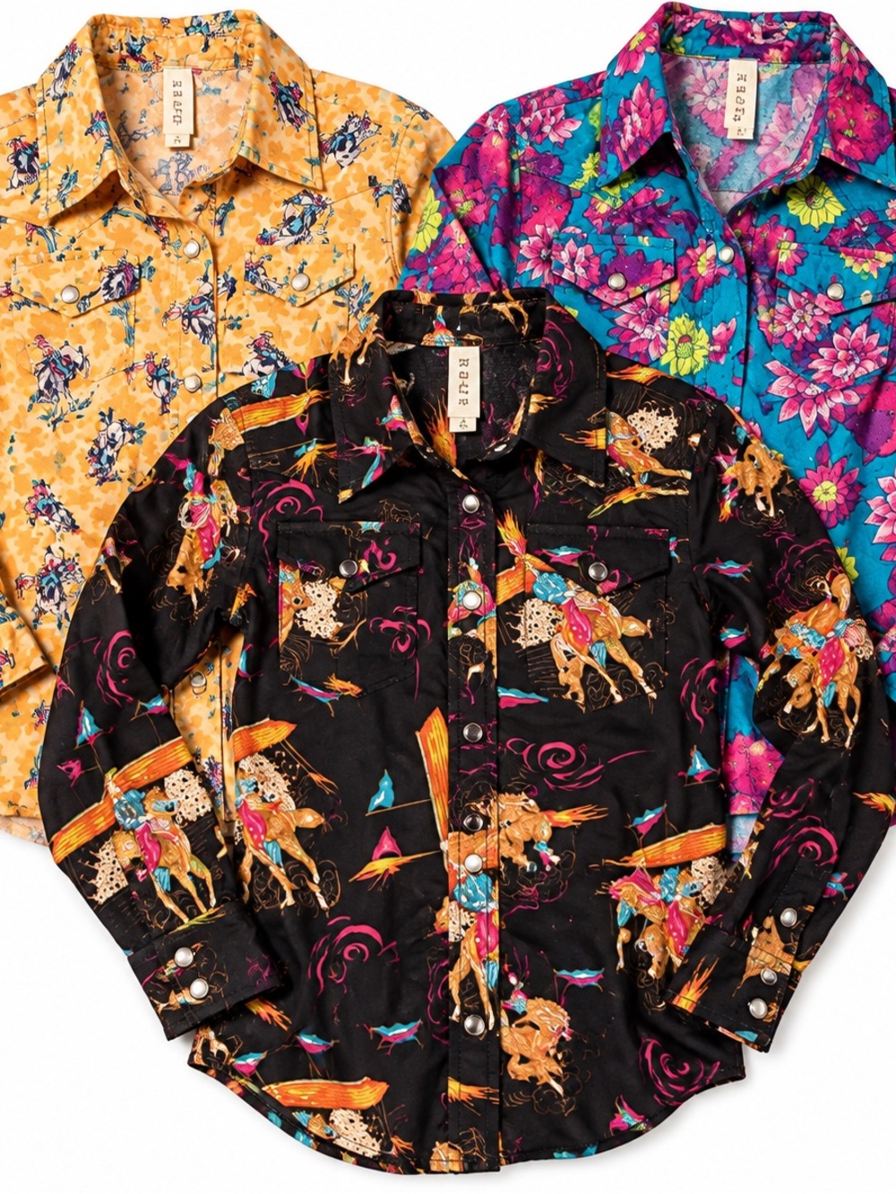 Roper Girls Small 6-6X Western Pearl Snap Shirt Lot of 3